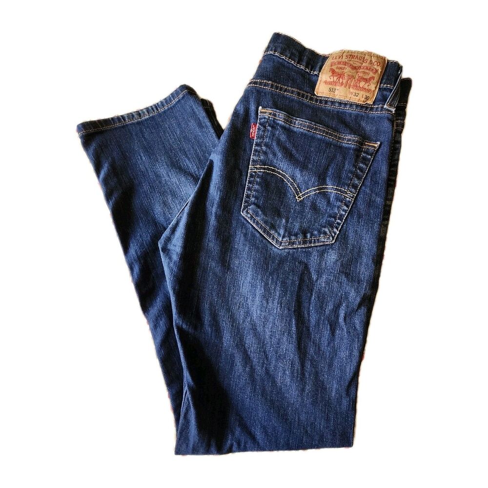 Mens Levi's 513 32x30 Classic Slim Straight Dark Wash Denim Jeans